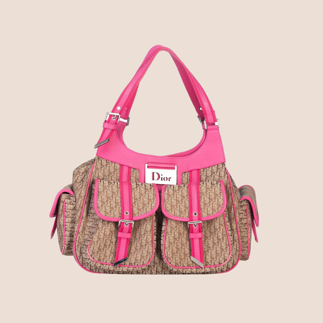 CHRISTIAN D1OR 2005 FUCHSIA PINK MULTIPOCKET D1ORISSIMO SHOULDER BAG