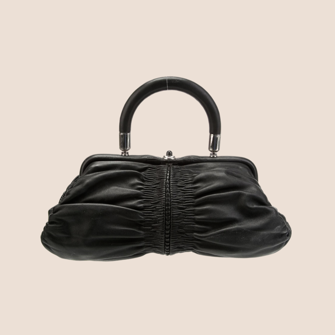 CHRISTIAN D1OR 2008 BLACK LEATHER KARENINA BAG