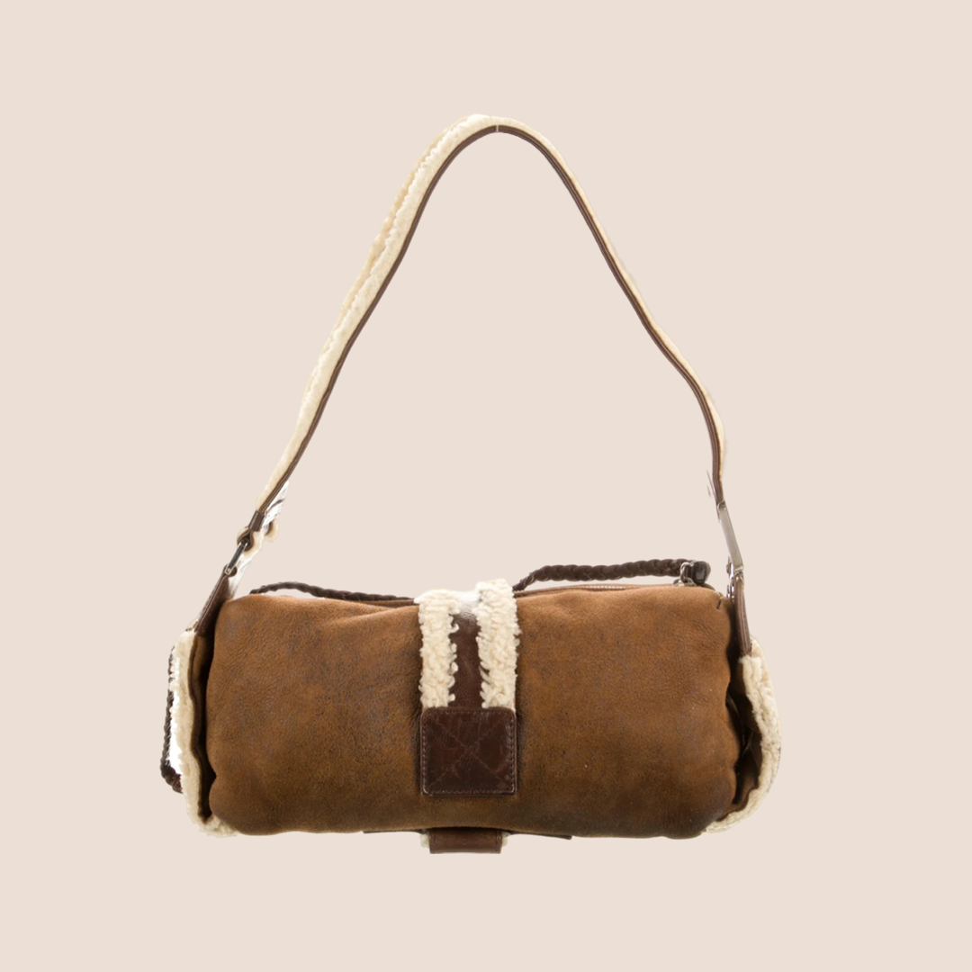 CHRISTIAN D1OR 2005 SHEARLING FLIGHT BAG