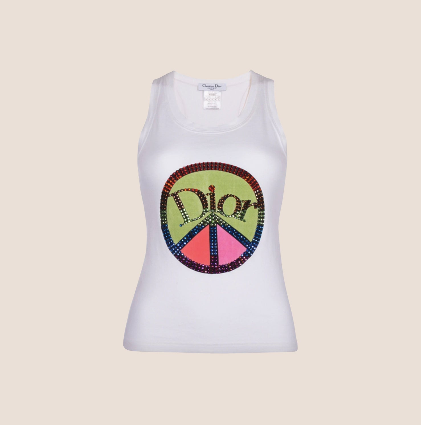 CHRISTIAN D1OR 2005 PEACE SIGN SWAROWSKI TANK TOP