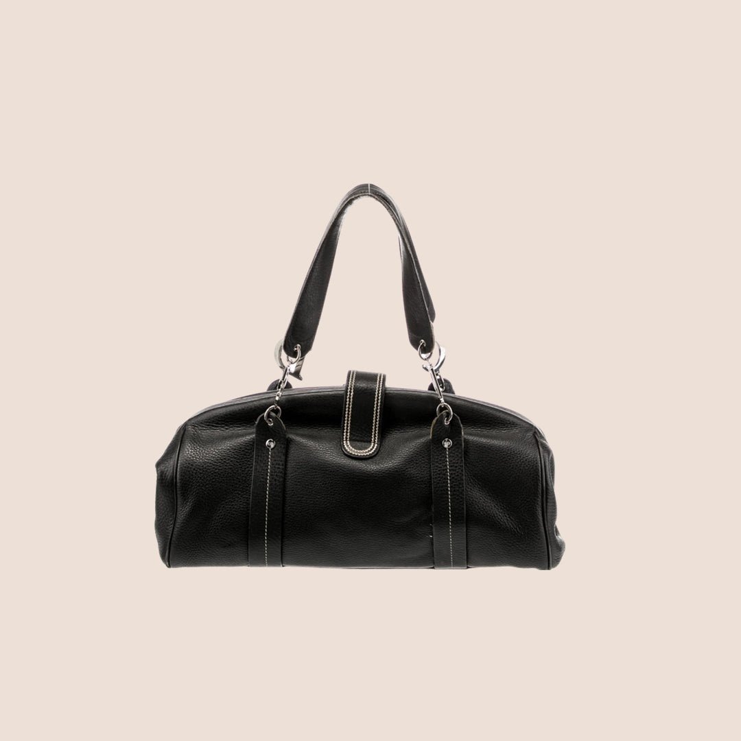 CHRISTIAN D1OR 2005 BLACK LEATHER FRAME BAG