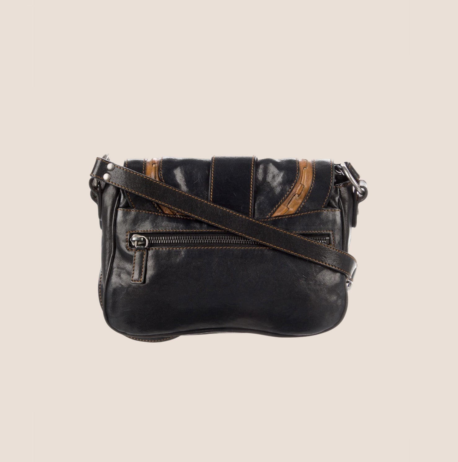 CHRISTIAN D1OR 2004 BLACK LEATHER MINI GAUCHO BAG