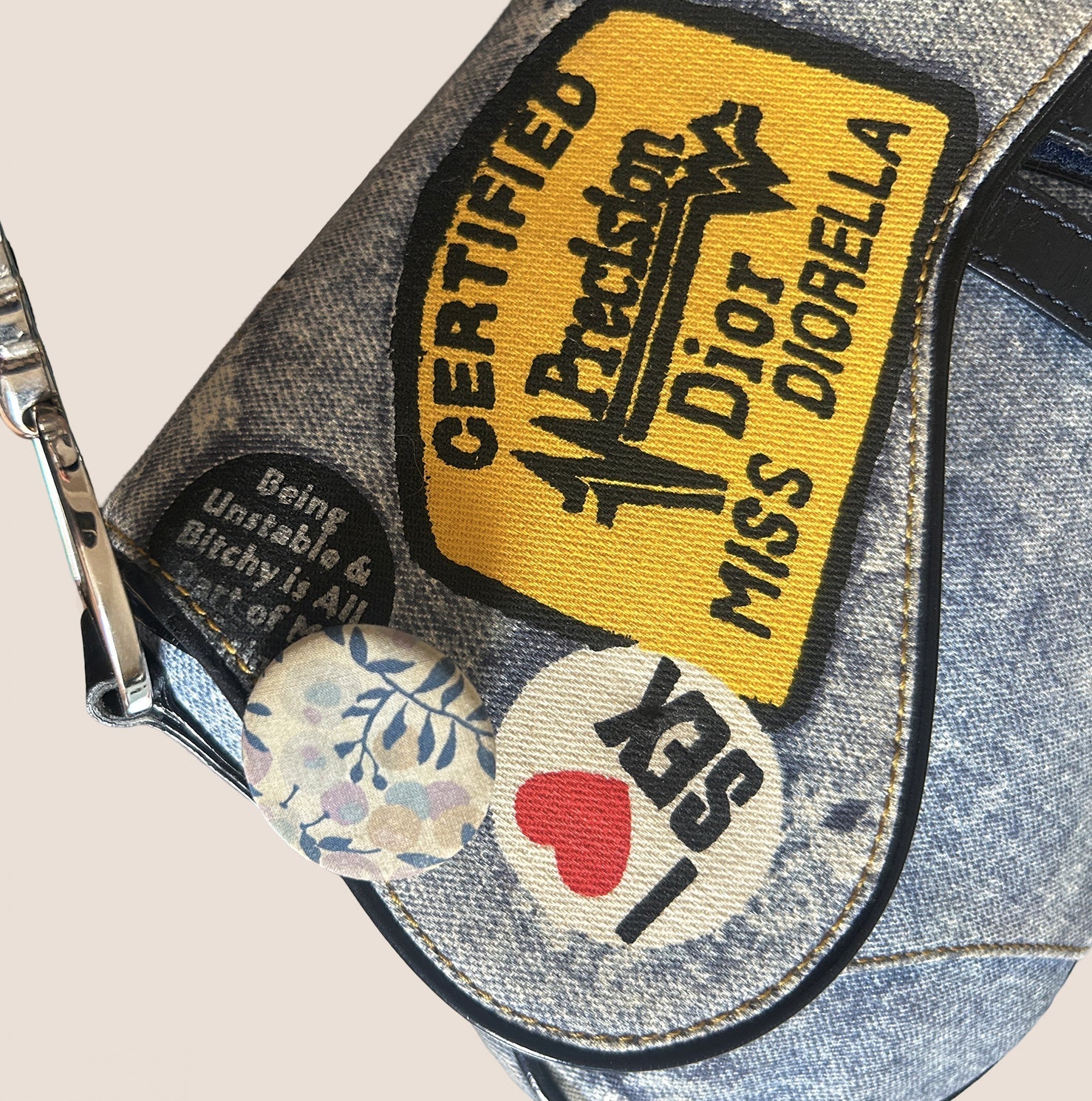 CHRISTIAN D1OR 2001 DENIM "MISS D1ORELLA" SADDLE BAG