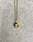 Christian D1OR CD Logo Rhinestone Necklace Gold×Black Vintage iufg6r