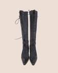 CHRISTIAN D1OR 2000 BLUE DENIM LACE UP BOOTS