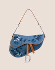 CHRISTIAN D1OR 2005 DENIM EMBROIDERED SADDLE BAG