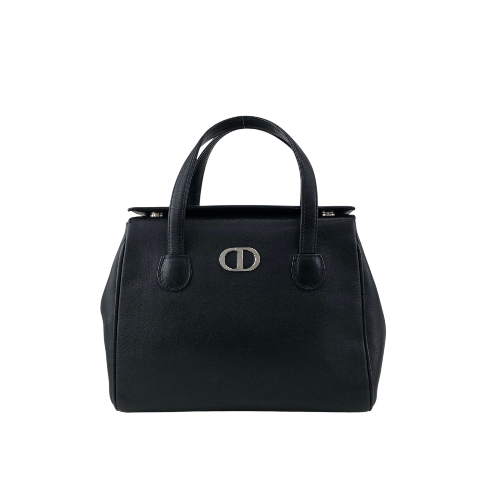 Christian D1OR CD Logo Handbag Black Vintage hfa4nr