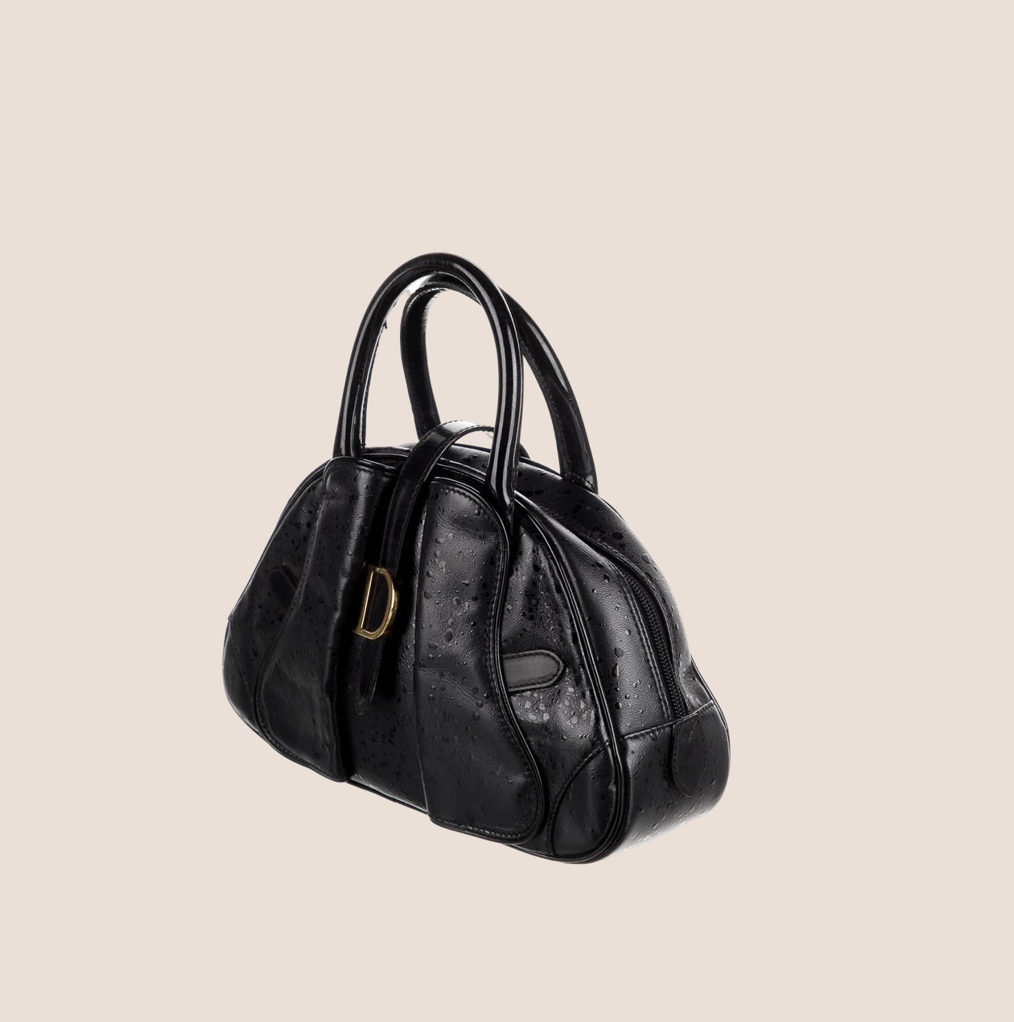 CHRISTIAN D1OR BLACK RAINDROP MINI DOUBLE SADDLE BAG