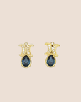 CHRISTIAN D1OR 1980s SAPPFIRE DOUBLE MOON CRYSTAL DROP EARRINGS
