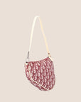 CHRISTIAN D1OR BURGUNDY CANVAS SADDLE BAG