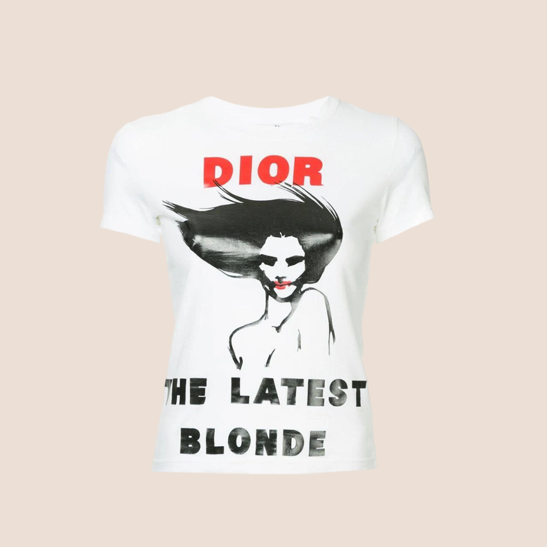 CHRISTIAN D1OR 2003 "THE LATEST BLONDE" PRINTED T-SHIRT