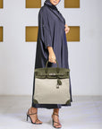 HMS Vert Veronese/Beige Canvas and Leather Palladium Finish HAC Birkin 40 Bag