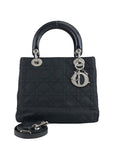 Christian D1OR Cannage Logo Charm Two-way Handbag Shoulder bag Black Vintage bgdau3