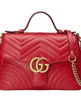 (WMNS) GCCI GG Marmont Gold Logo Distress Leather Chain handbag Small Red Classic 498110-DTDIT-6433
