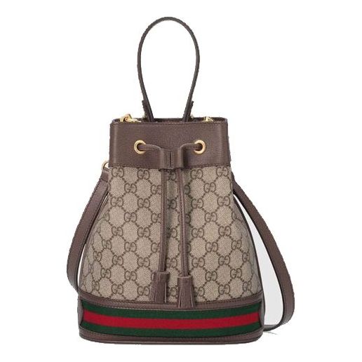 (WMNS) GCCI Ophidia Logo Stripe Webbing Canvas Drawstring handbag Small / Brown Classic 550621-96I3B-8745