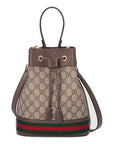 (WMNS) GCCI Ophidia Logo Stripe Webbing Canvas Drawstring handbag Small / Brown Classic 550621-96I3B-8745
