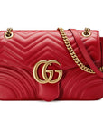 (WMNS) GCCI GG Marmont Gold Logo Distress Leather Chain Shoulder Messenger Bag Red Classic 443496-DTDIT-6433