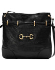 (WMNS) GCCI Horsebit 1955 Retro Gold buckle Leather Drawstring Shoulder Messenger Bag Black 602089-1IV0G-1000