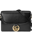 (WMNS) GCCI GG Ring Gold Logo Leather Shoulder Messenger Bag Small Black Classic 589474-1DB0G-1000