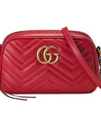 (WMNS) GCCI GG Marmont Gold Logo Leather Chain Small Red Classic Shoulder Messenger Bag 447632-DTD1T-6433