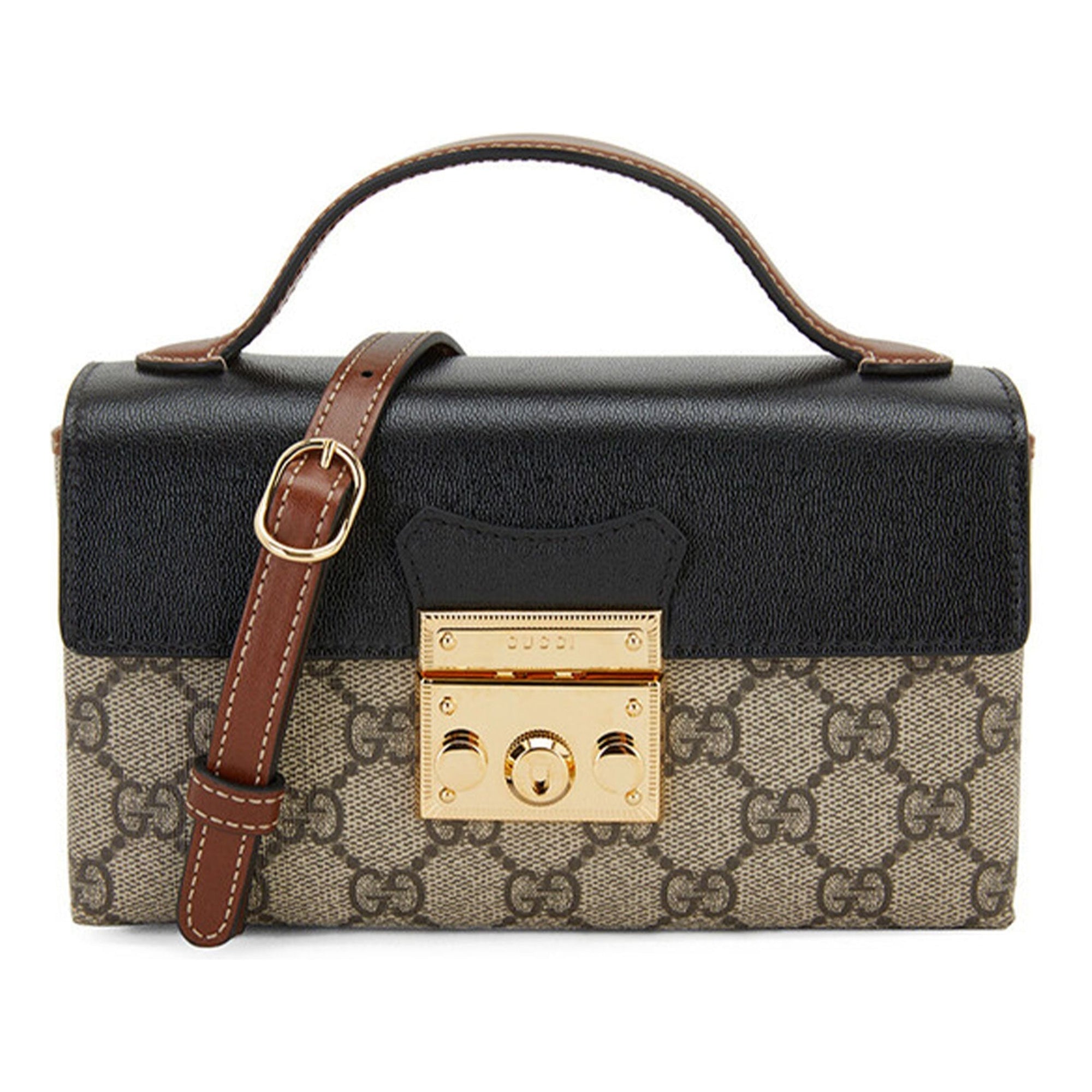 (WMNS) GCCI Padlock Metallic Logo Canvas Box Mini Ebony / Black Handbag 652683-96GAG-9785