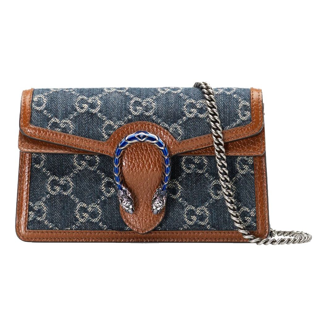 (WMNS) GCCI Dionysus Logo Denim Messenger Bag Gray Blue / Brown Retro 476432-2KQFN-4483