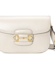 (WMNS) GCCI Horsebit 1955 Retro Gold buckle Leather Shoulder Messenger Bag Small White Classic 602204-1DB0G-9022