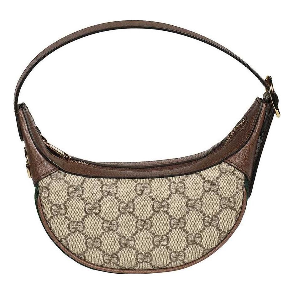 (WMNS) GCCI Ophidia Retro Logo Stripe Webbing Canvas Armpit Ebony / Brown Shoulder Bag 658551-96IWG-8745
