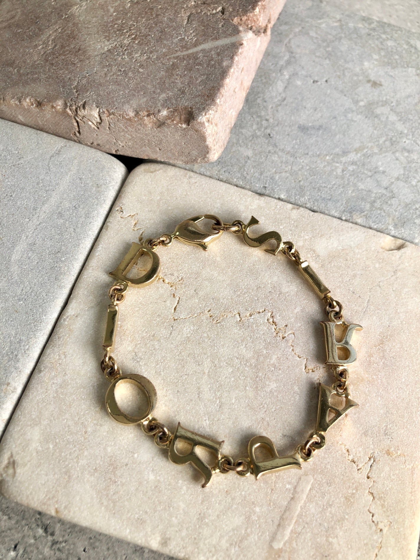 Christian D1OR CD Logo Motif Bracelet Gold Vintage zfejdh