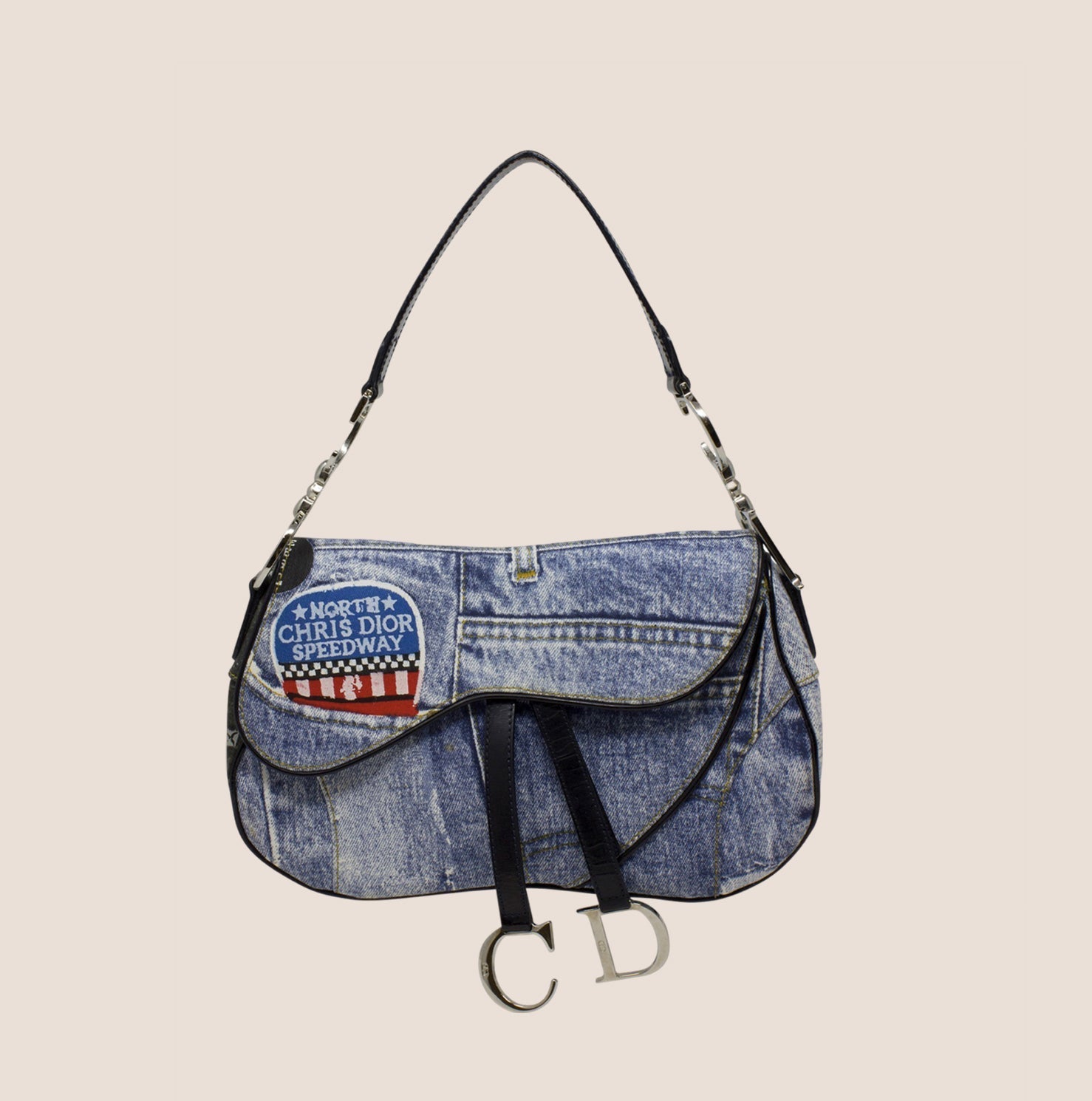 CHRISTIAN D1OR 2001 SPEEDWAY DENIM SADDLE BAG