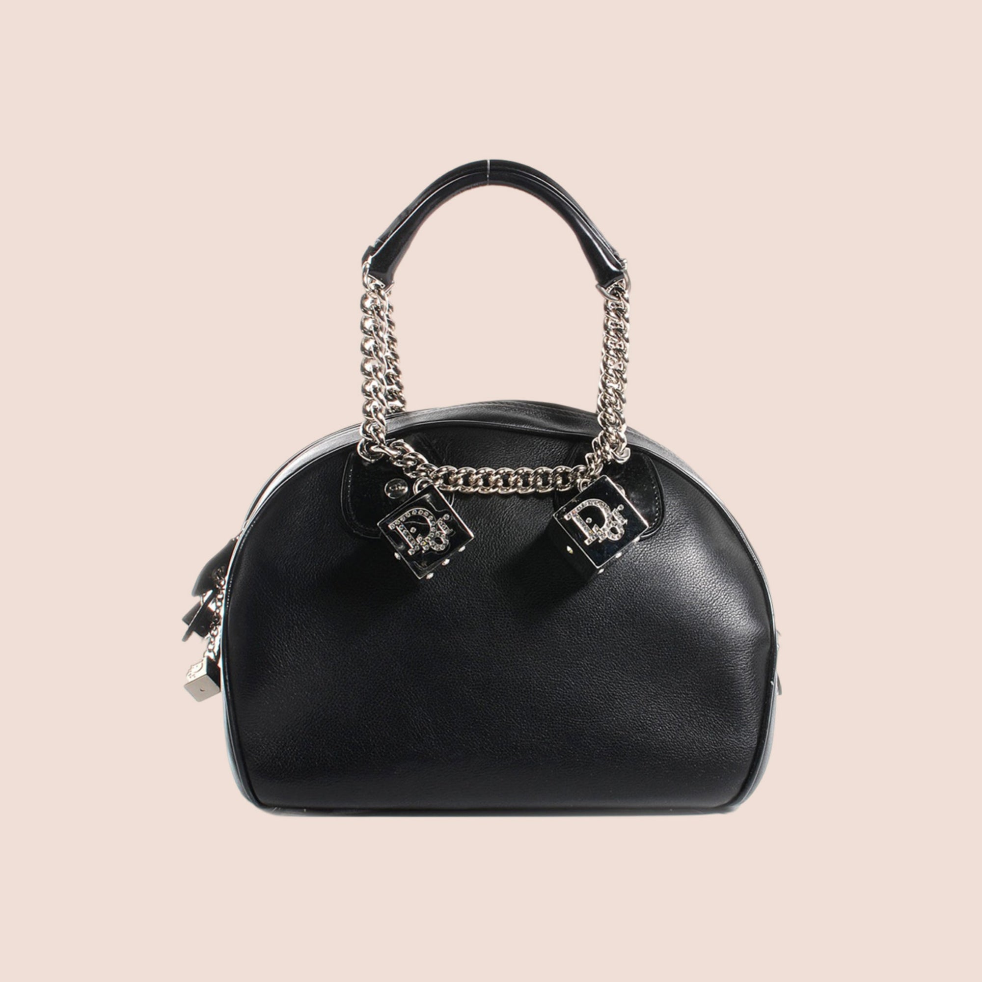 CHRISTIAN D1OR 2004 BLACK LEATHER GAMBLER DICE BOWLER BAG