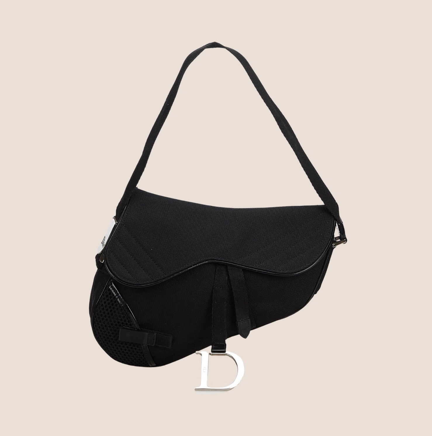 CHRISTIAN D1OR BLACK MESH SADDLE BAG