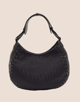 CHRISTIAN D1OR BLACK OBLIQUE NYLON & LEATHER HOBO BAG