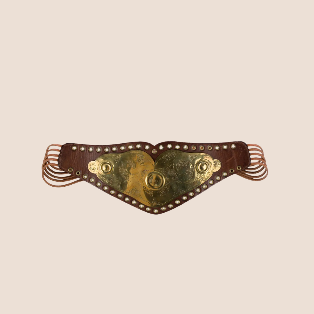 CHRISTIAN D1OR 2001 METALLIC LEATHER WAIST BELT