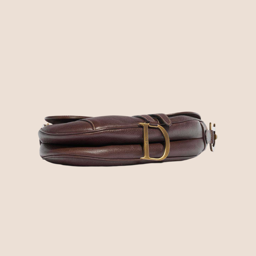 CHRISTIAN D1OR 2000 BROWN LEATHER SADDLE BAG