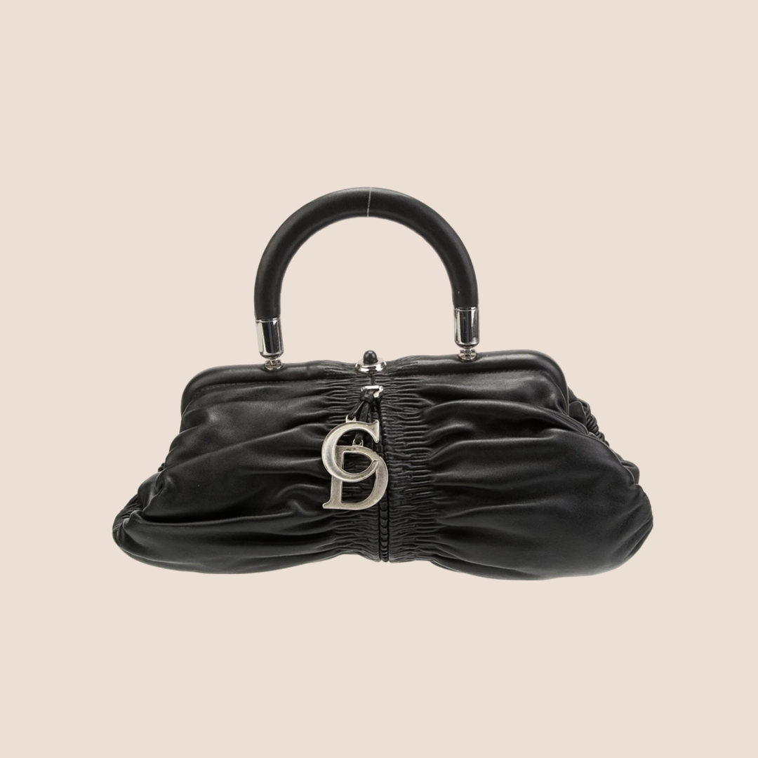 CHRISTIAN D1OR 2008 BLACK LEATHER KARENINA BAG