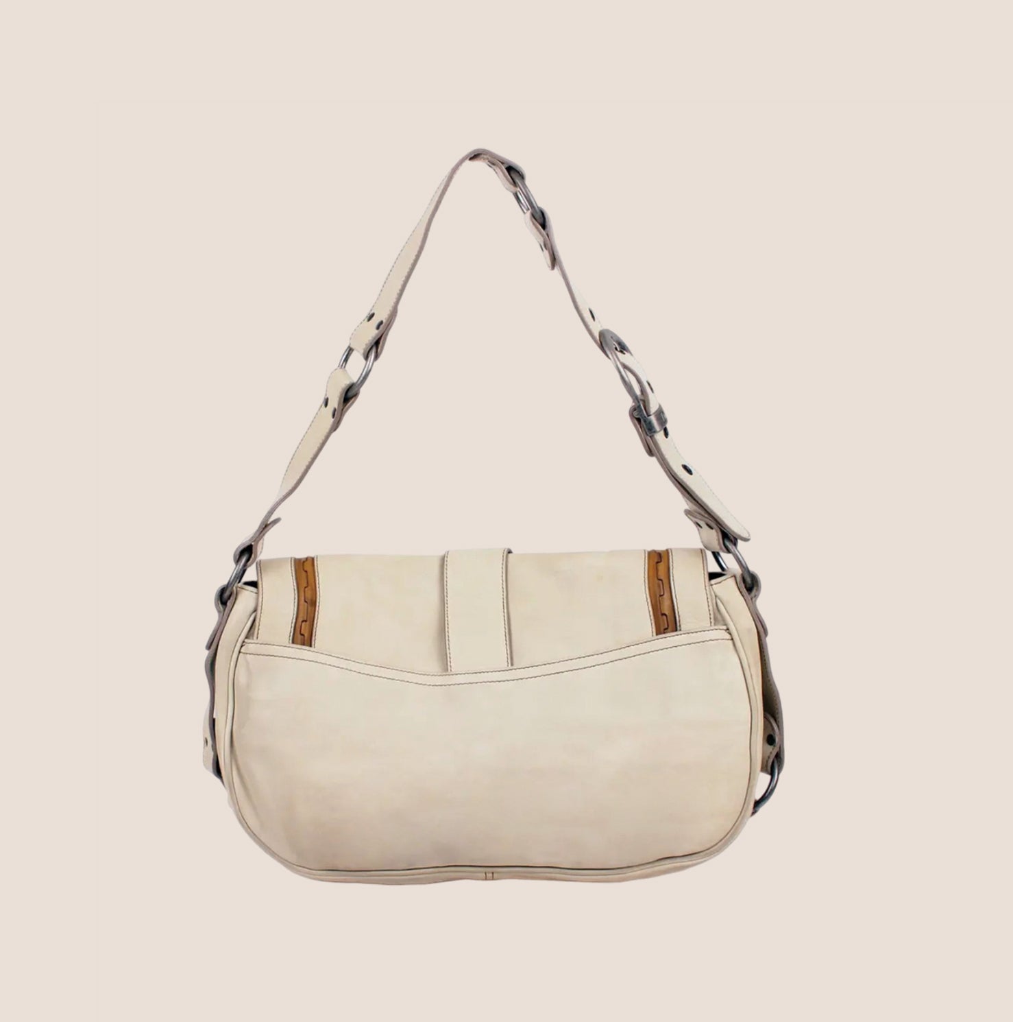 CHRISTIAN D1OR 2006 WHITE LEATHER GAUCHO BAG