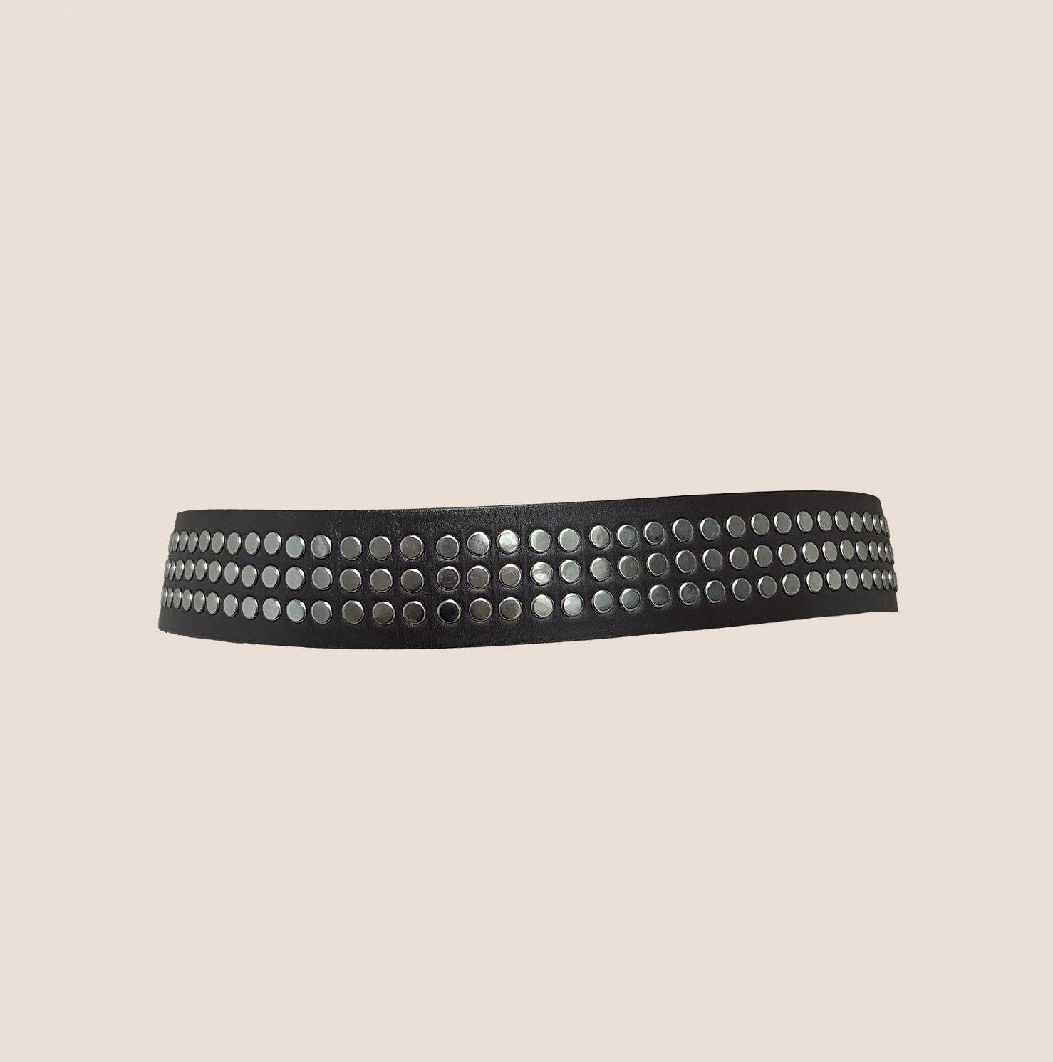 CHRISTIAN D1OR 2000 BROWN LEATHER STUDDED CD BUCKLE BELT