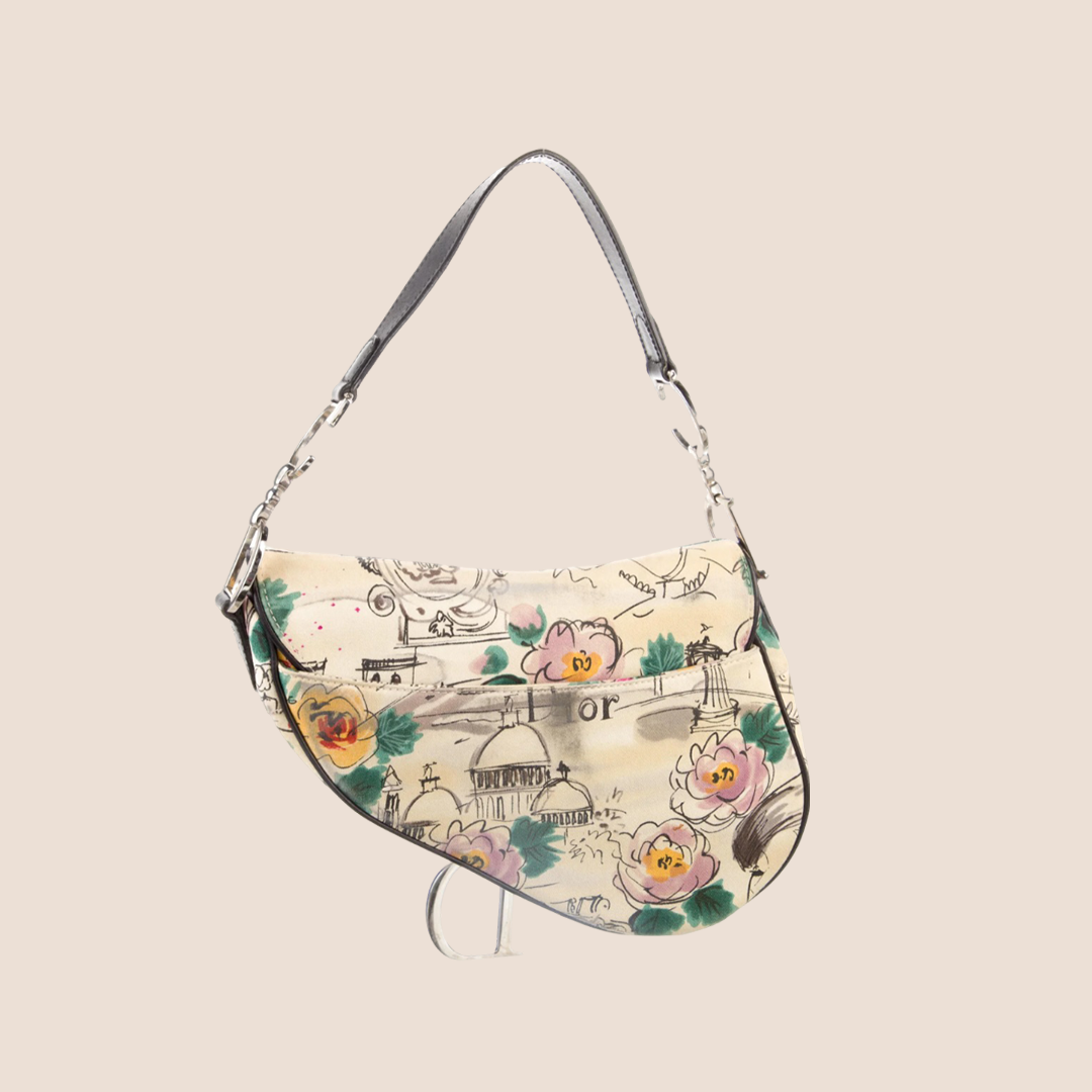 CHRISTIAN D1OR 2005 PARIS 50s PRINTED SADDLE BAG