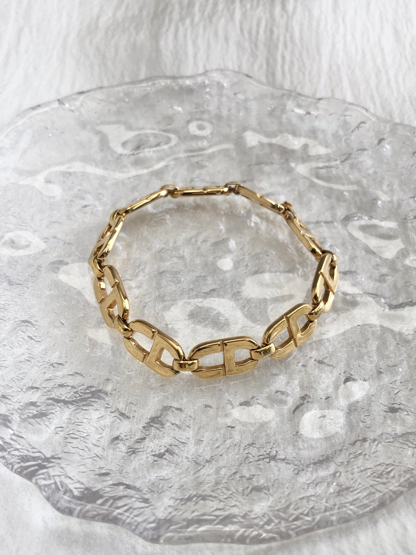 Christian D1OR CD Logo Motif Bracelet Gold Vintage vjfg4u
