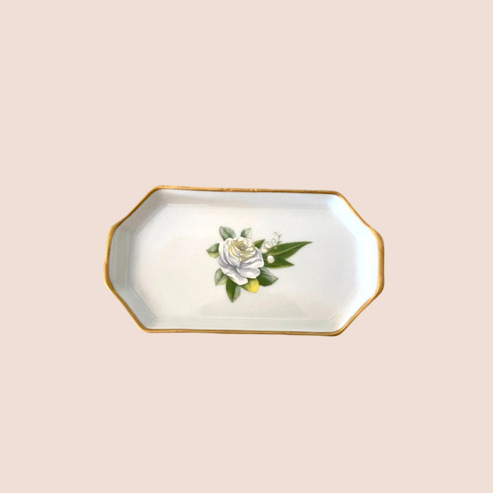CHRISTIAN D1OR 90s FLOWER PORCELAIN JEWELRY TRAY