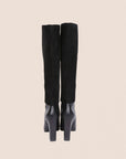 CHRISTIAN D1OR BLACK SUEDE TOP LEATHER HIGH HEEL BOOTS