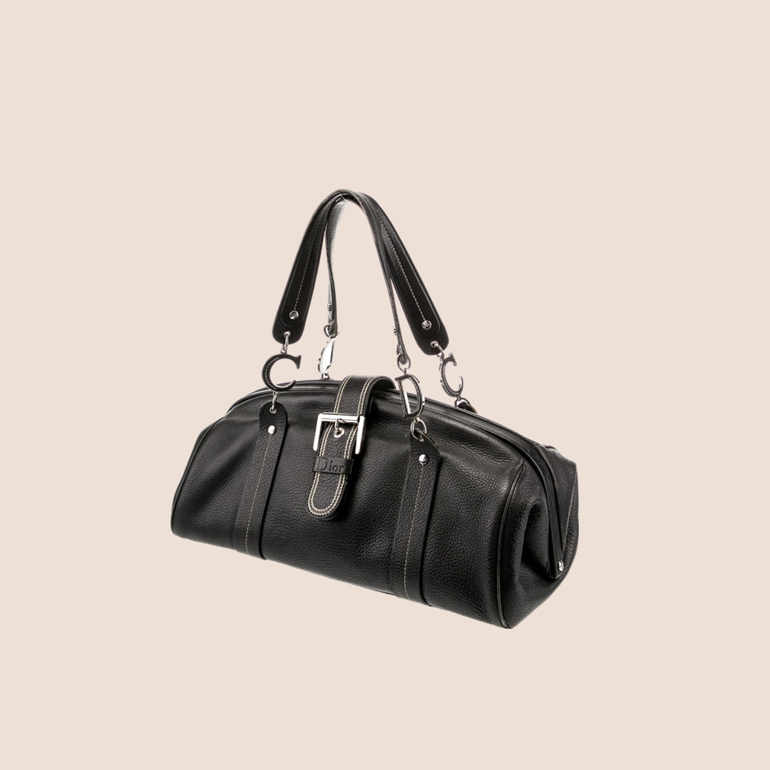CHRISTIAN D1OR 2005 BLACK LEATHER FRAME BAG
