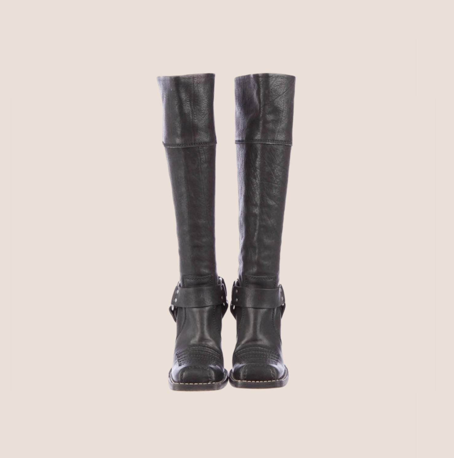 CHRISTIAN D1OR 2000 BLACK LEATHER HARNESS BOOTS