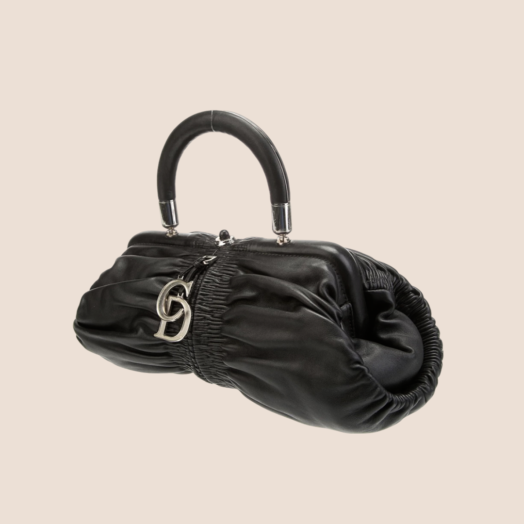 CHRISTIAN D1OR 2008 BLACK LEATHER KARENINA BAG