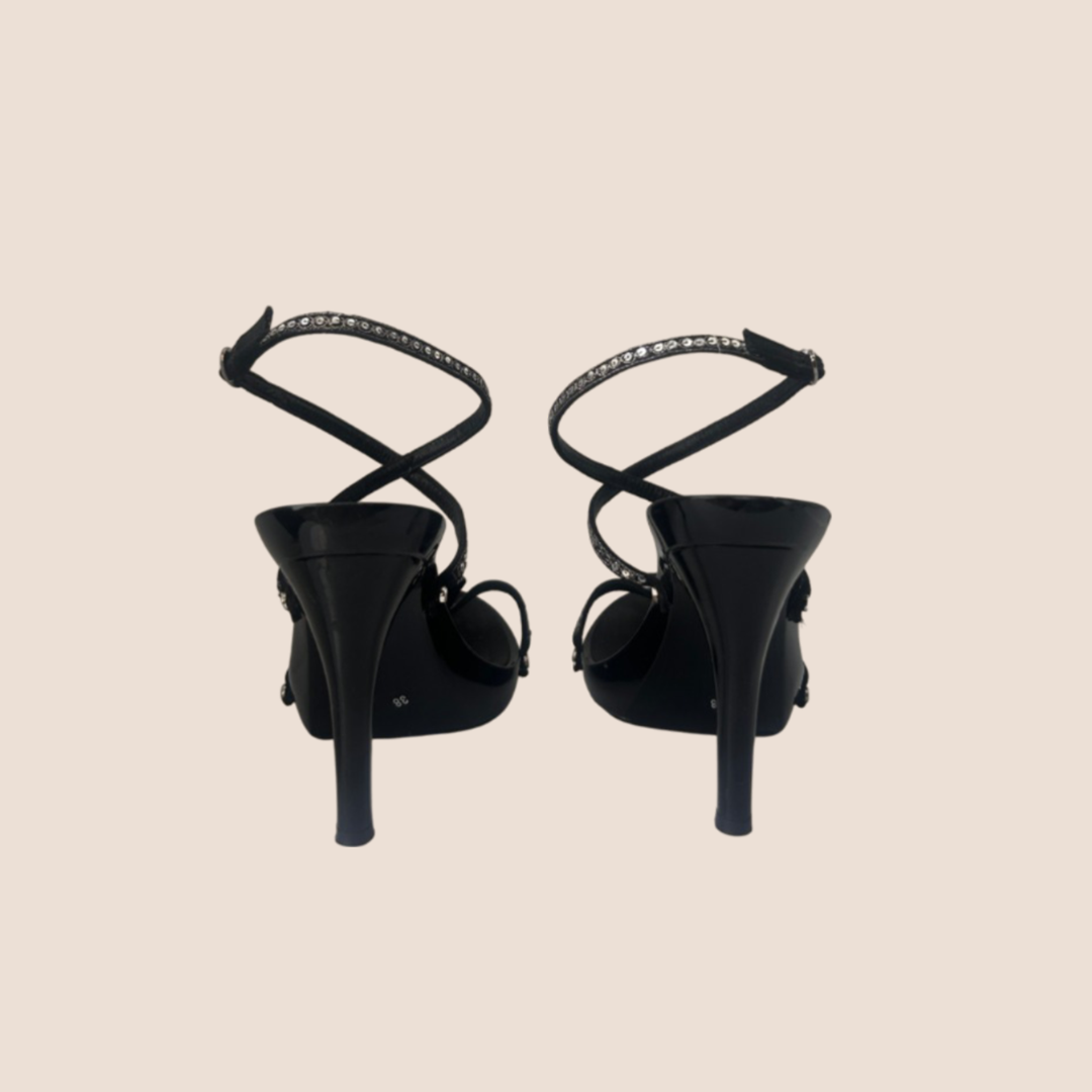 CHRISTIAN D1OR BLACK BUTTERFLY HIGH HEELS