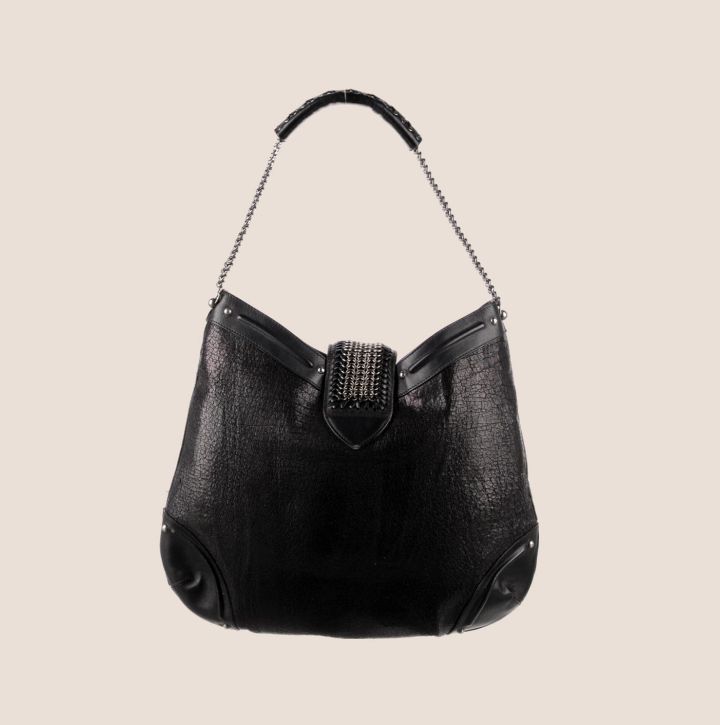 CHRISTIAN D1OR 2007 BLACK LEATHER JEANNE HOBO BAG
