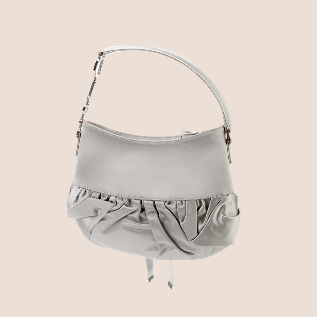 CHRISTIAN D1OR 2004 GREY SATIN MINI CORSET BAG