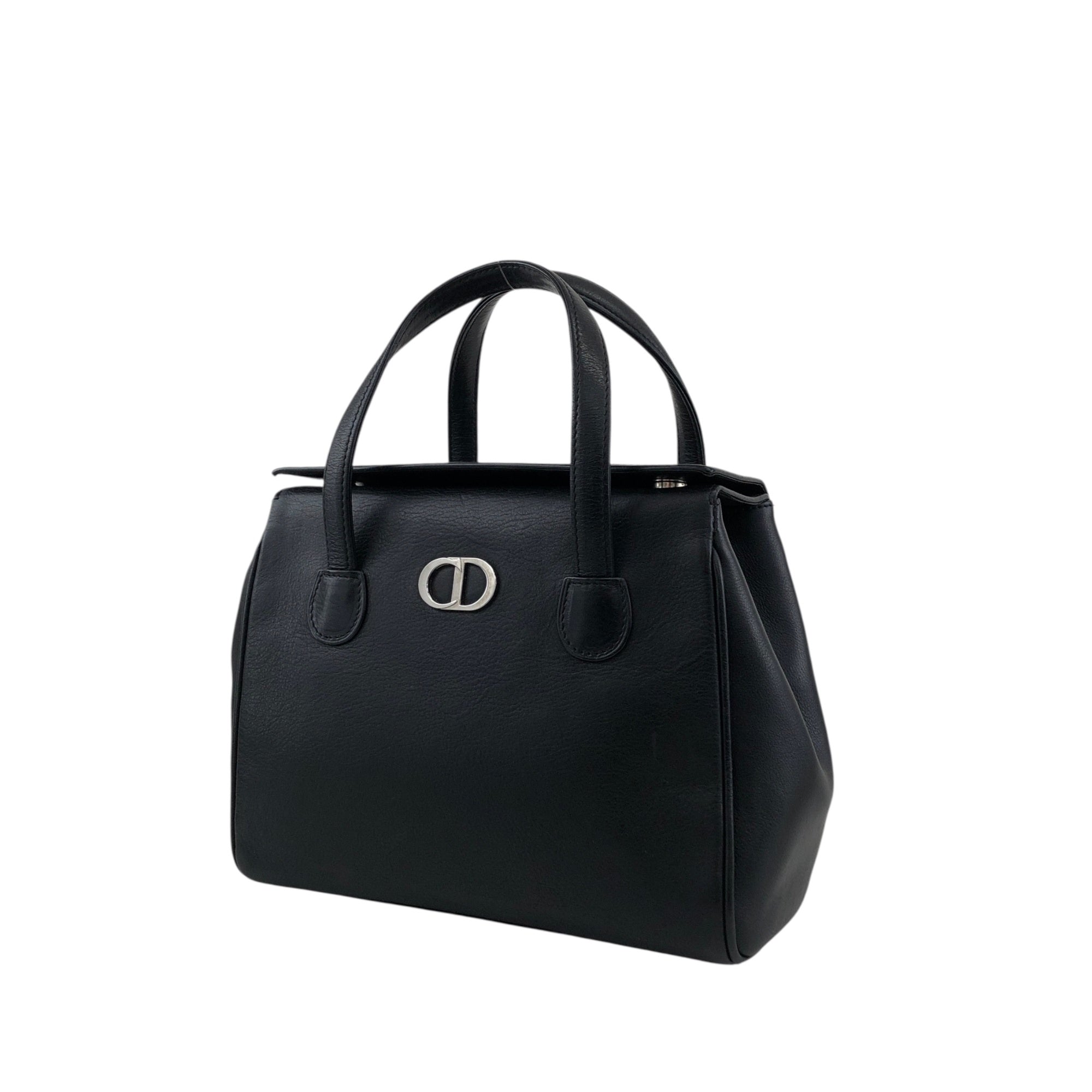 Christian D1OR CD Logo Handbag Black Vintage hfa4nr