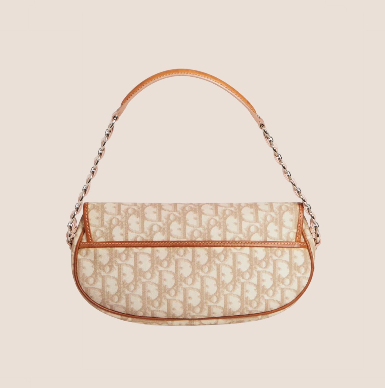 CHRISTIAN D1OR 2007 PINK &amp; BEIGE ROMANTIQUE BAGUETTE BAG